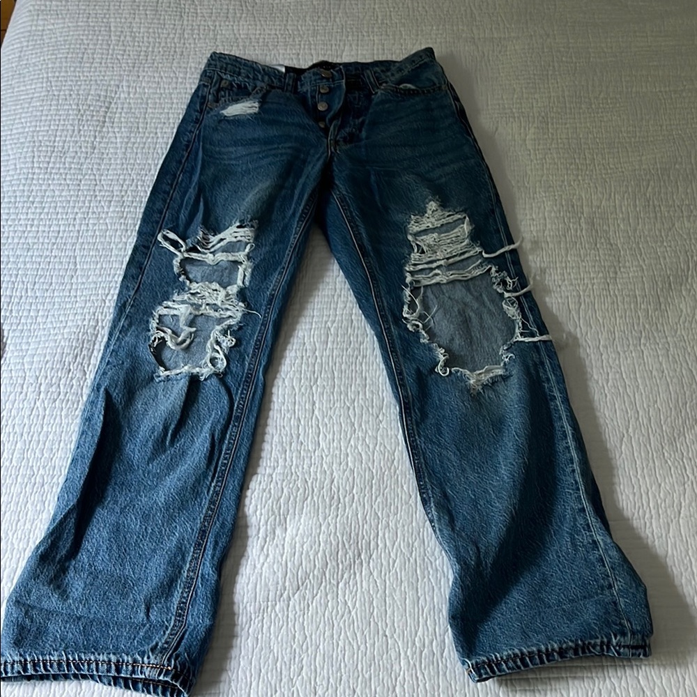 Aeropostale Blue Relaxed Jeans with Distressed Details